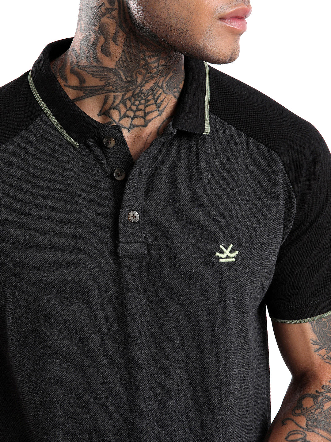 Dark Grey Raglan Sleeve Polo