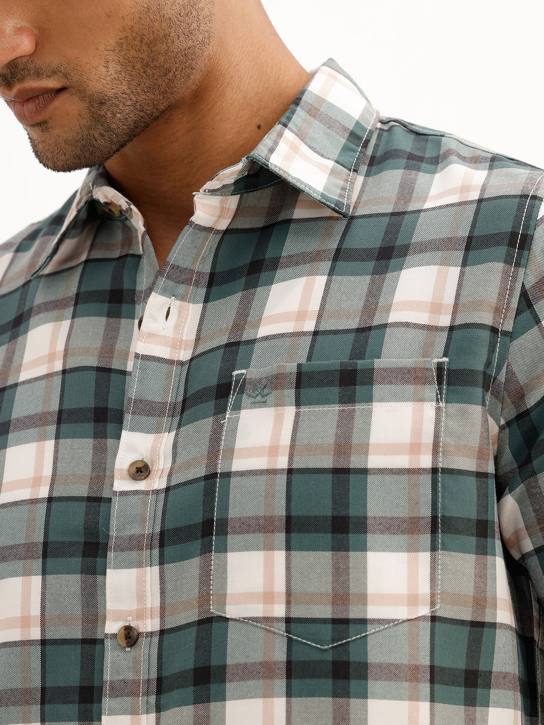 Regular Fit Checkered Shirt | Green