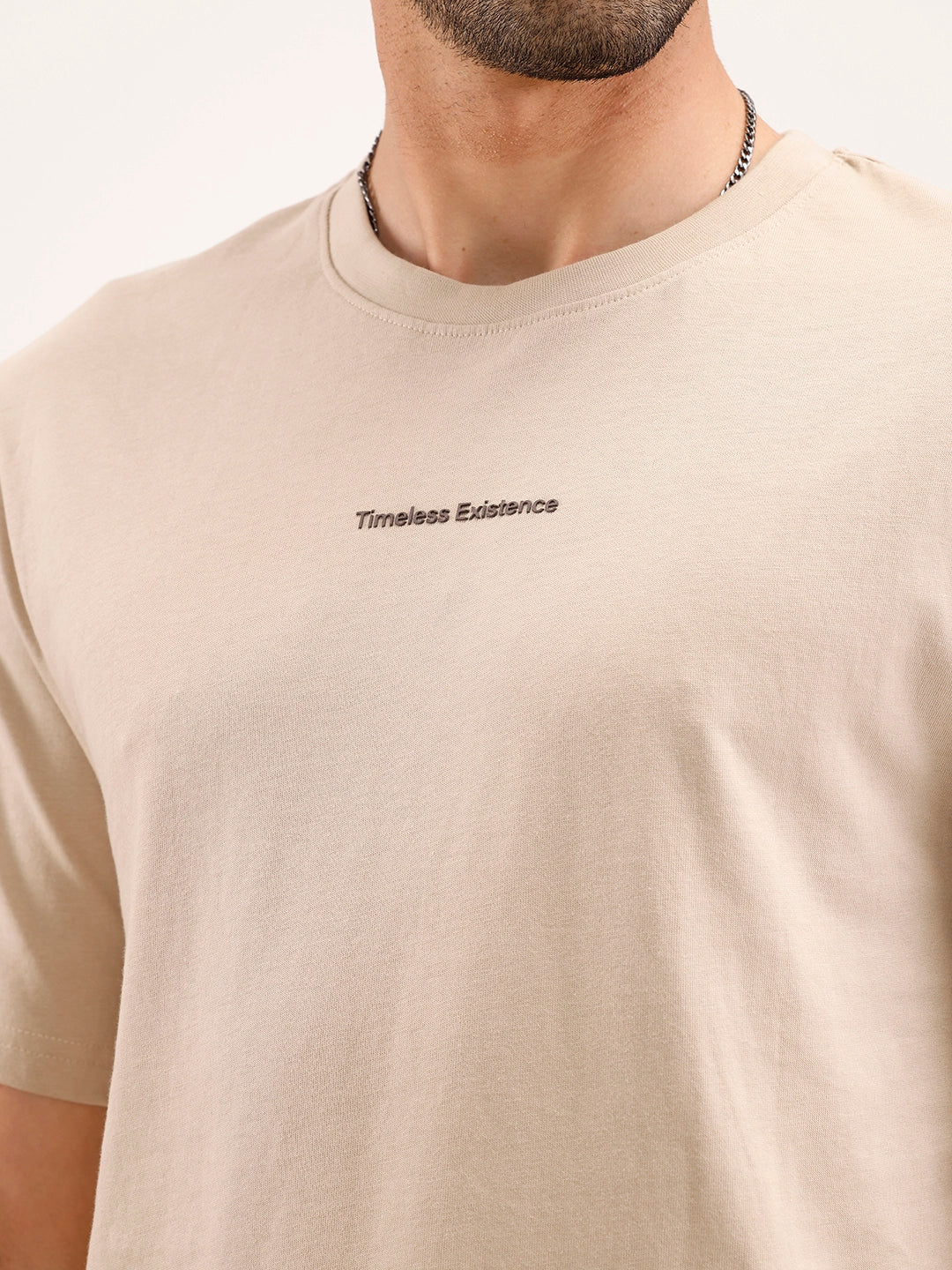 Oversized Fit Placement Printed T-Shirt | Beige