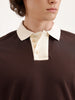 Oversized Contrast Collar T-Shirt | Brown