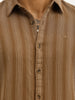 Classic Slim Fit Textured Stripe Shirt | Brown