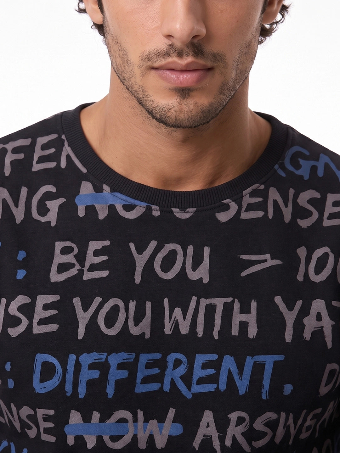Classic Typography AOP Sweatshirt | Black
