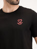 Slim Fit Placement Printed Tee | Black