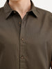 Solid Regular Fit Textured Shirt  | Olive