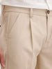 Anti Fit Pleated Trouser | Beige