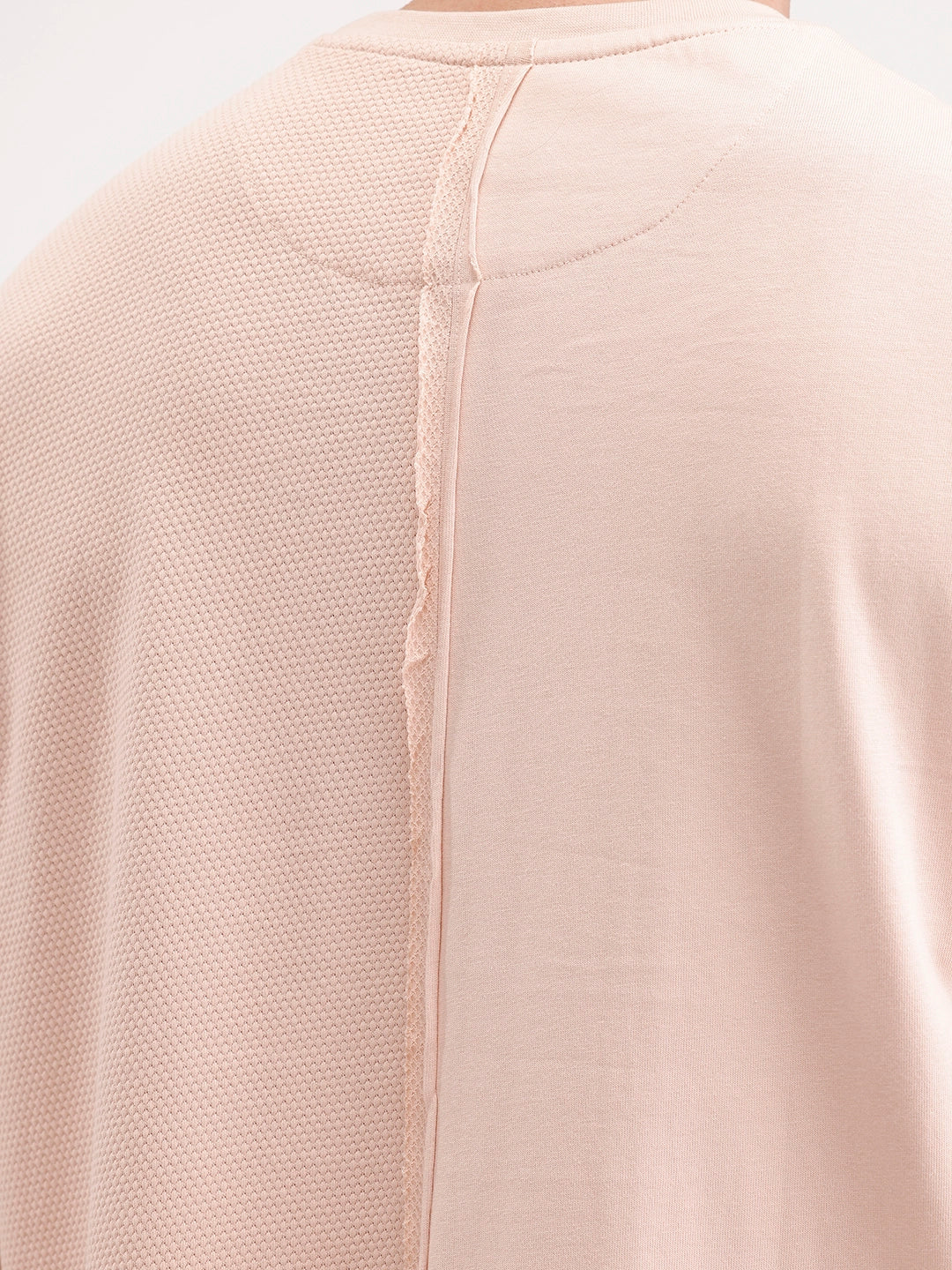 Oversized Popcorn Textured Cut & Sew T-Shirt | Pink