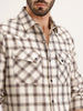 Slim Fit Double Pocket Checkered Shirt | Beige