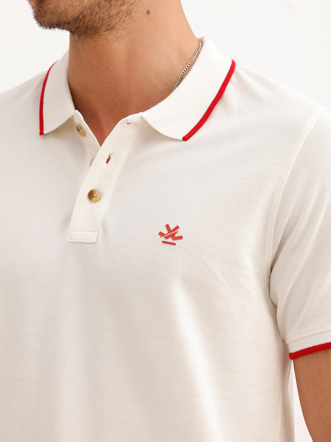 Solid Tipping Collar Polo T-Shirt | White | WSTS010AF