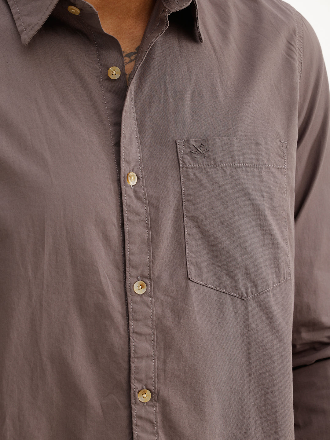 Solid Regular Fit Full Sleeve Shirt | Dark Grey