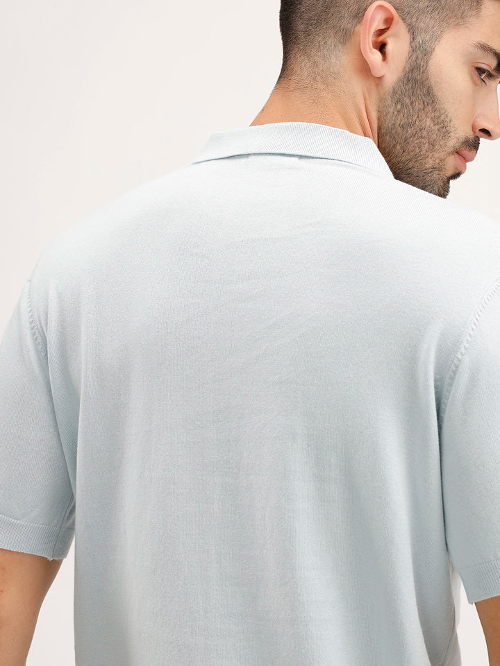 Solid Slim Fit Polo T-Shirt | Light Blue
