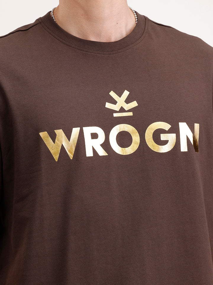 Classic Foil Printed T-Shirt | Brown