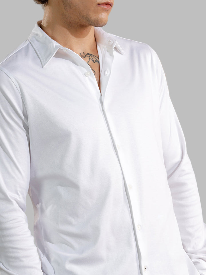 Solid Stretch Slim Fit Shirt | White