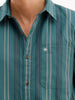 Regular Fit Full Sleeve Striped Shirt | Teal
