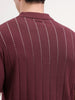 Slim Fit Flat Knit Polo T-Shirt | Maroon