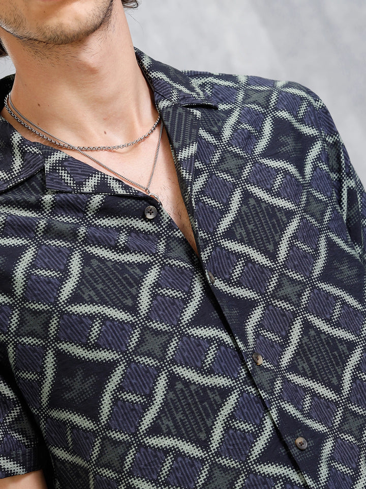 Casual AOP Resort Collar Shirt | Black