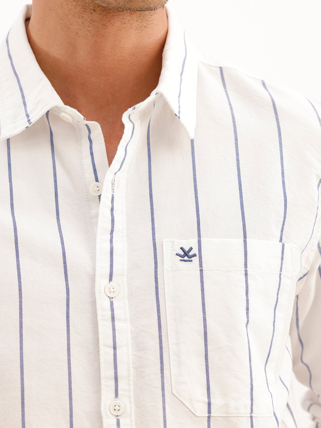 Regular Fit Full Sleeve Striped Shirt | White