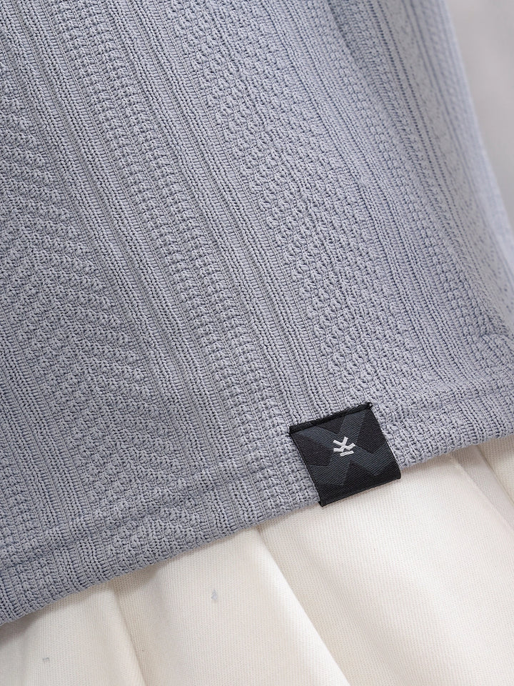 Jacquard Textured Knit Polo In Slim Fit  |  Grey