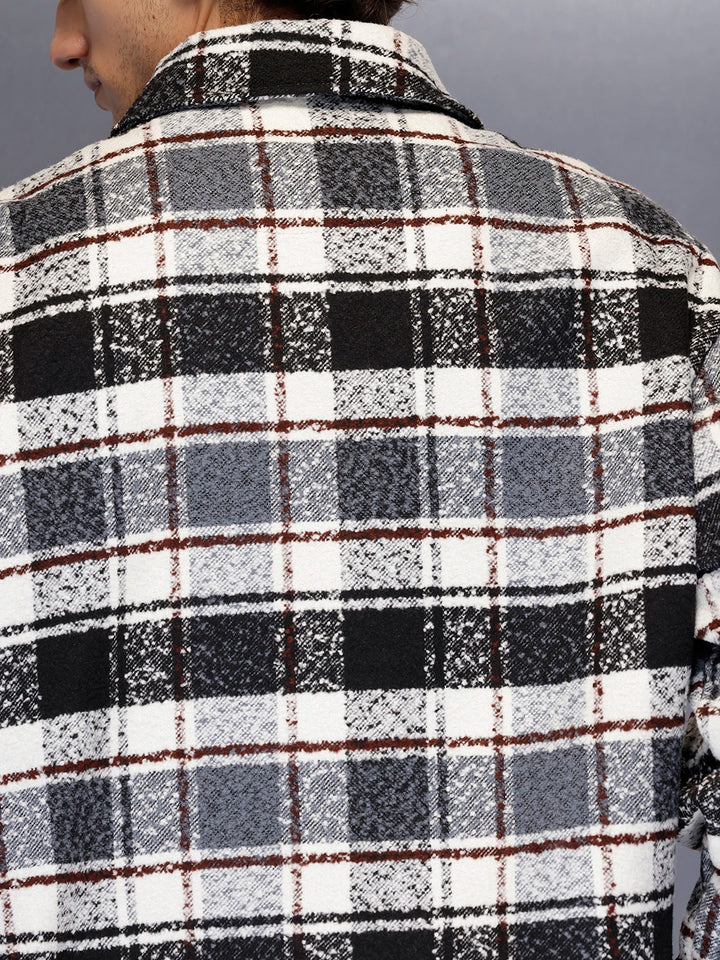 Men’s monochrome Oversize bold check shacket | Grey