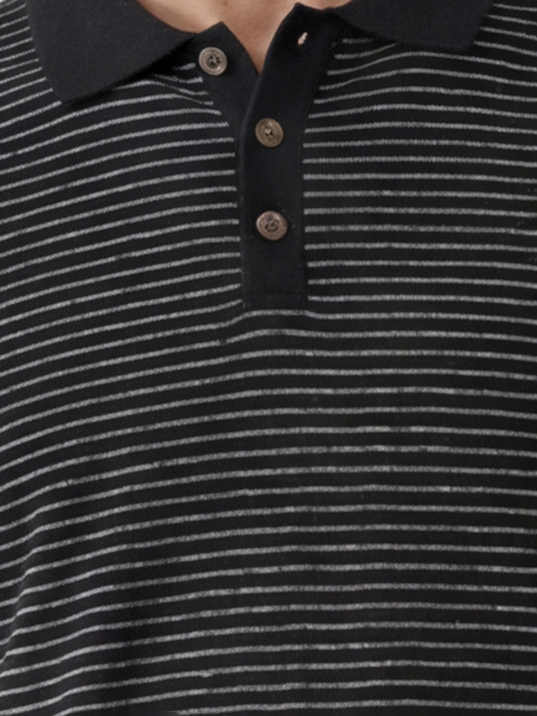 Slim Fit Striped Polo T-Shirt | Black