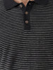 Slim Fit Striped Polo T-Shirt | Black