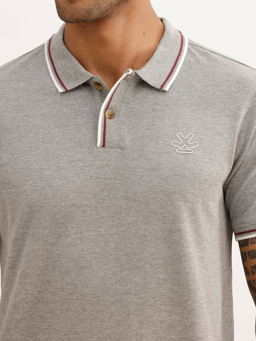 Tiping Collar 100% Cotton Polo T-Shirt | Grey | WWTS246F