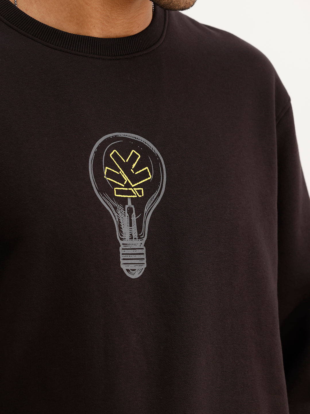 Comfort Fit Placement Printed Sweatshirt | Black