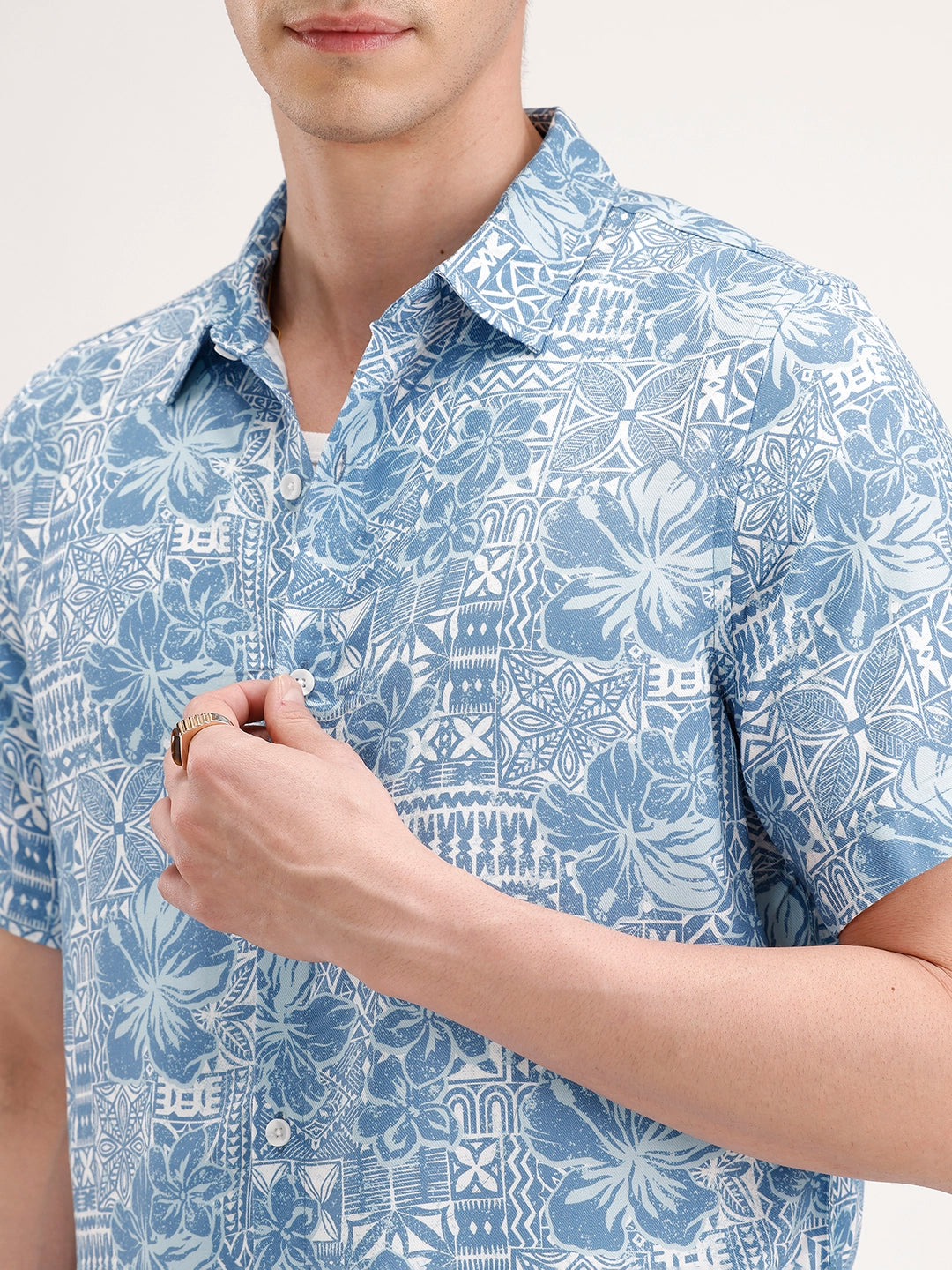 Slim Fit AOP Shirt | Blue