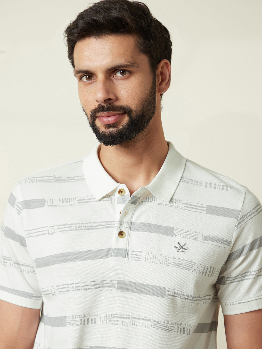 Abstract Striped Slim Fit Polo T-Shirt