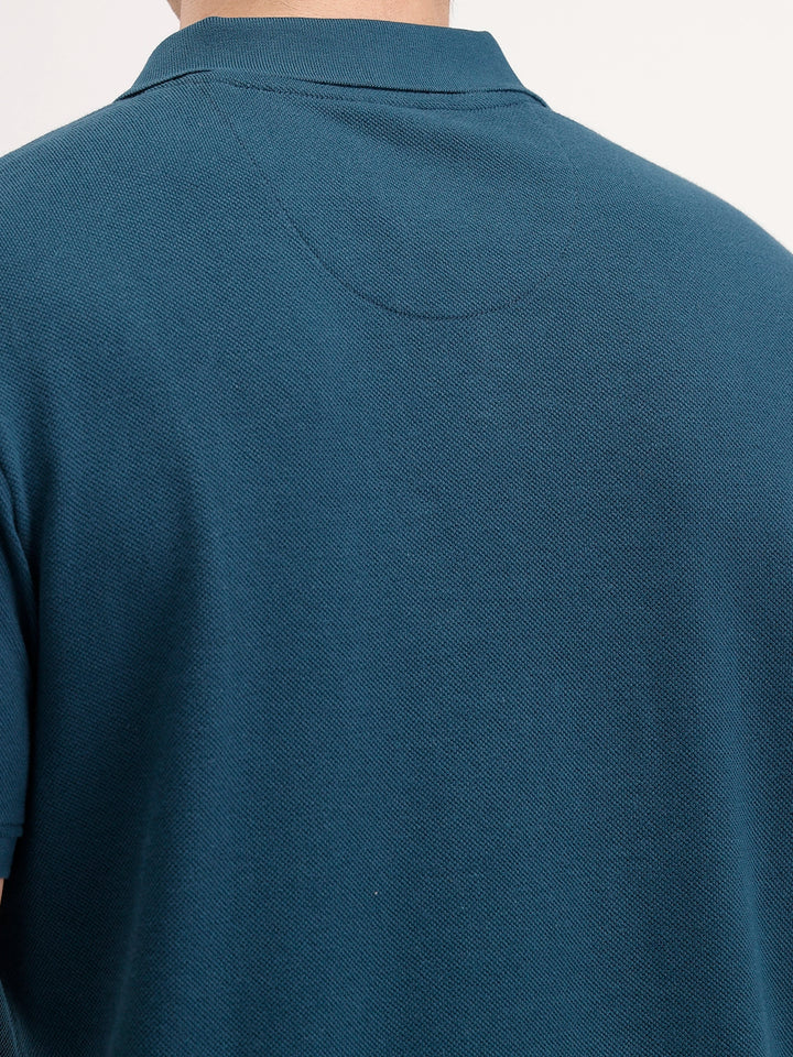 Solid Slim Fit Polo T-Shirt | Teal