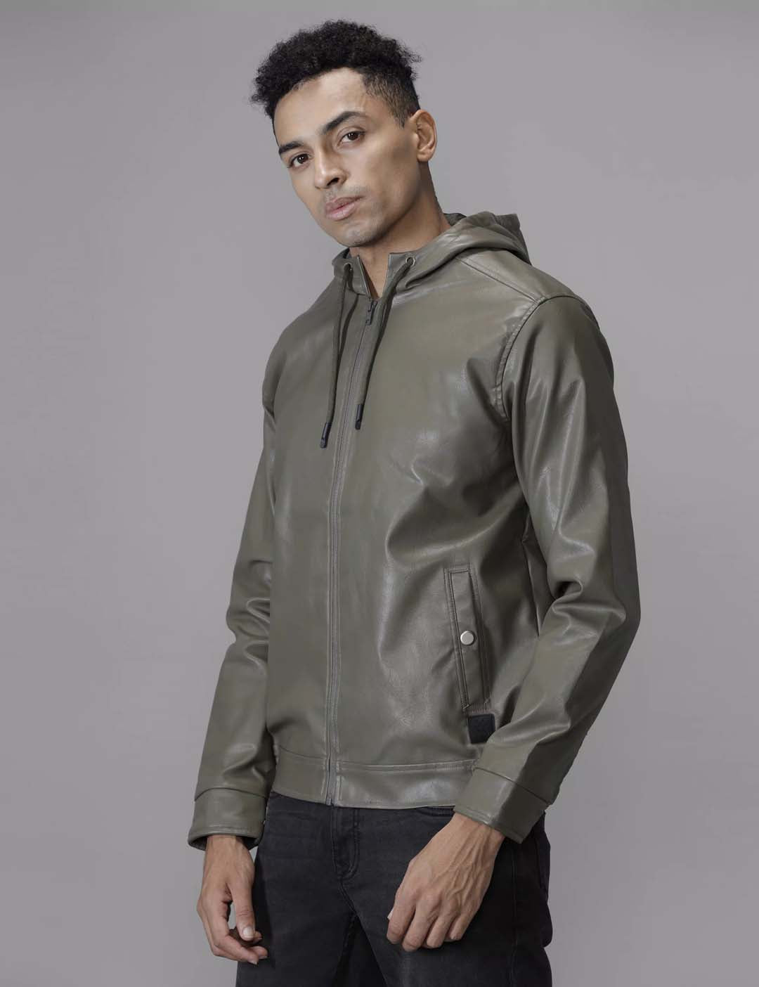 Olive Hooded Casual Jacket