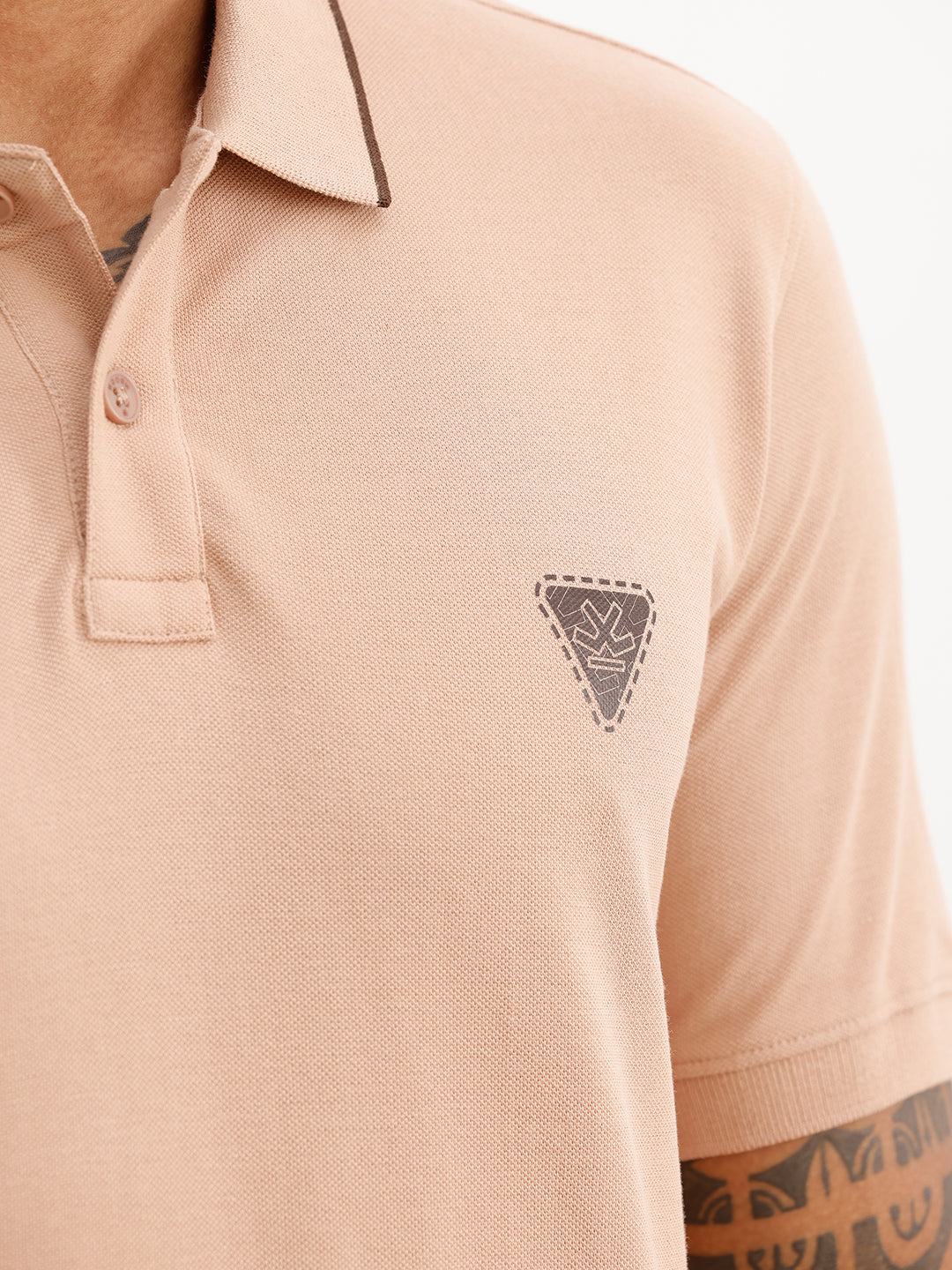 Slim Fit Tipping Collar Polo T-Shirt | Light Brown