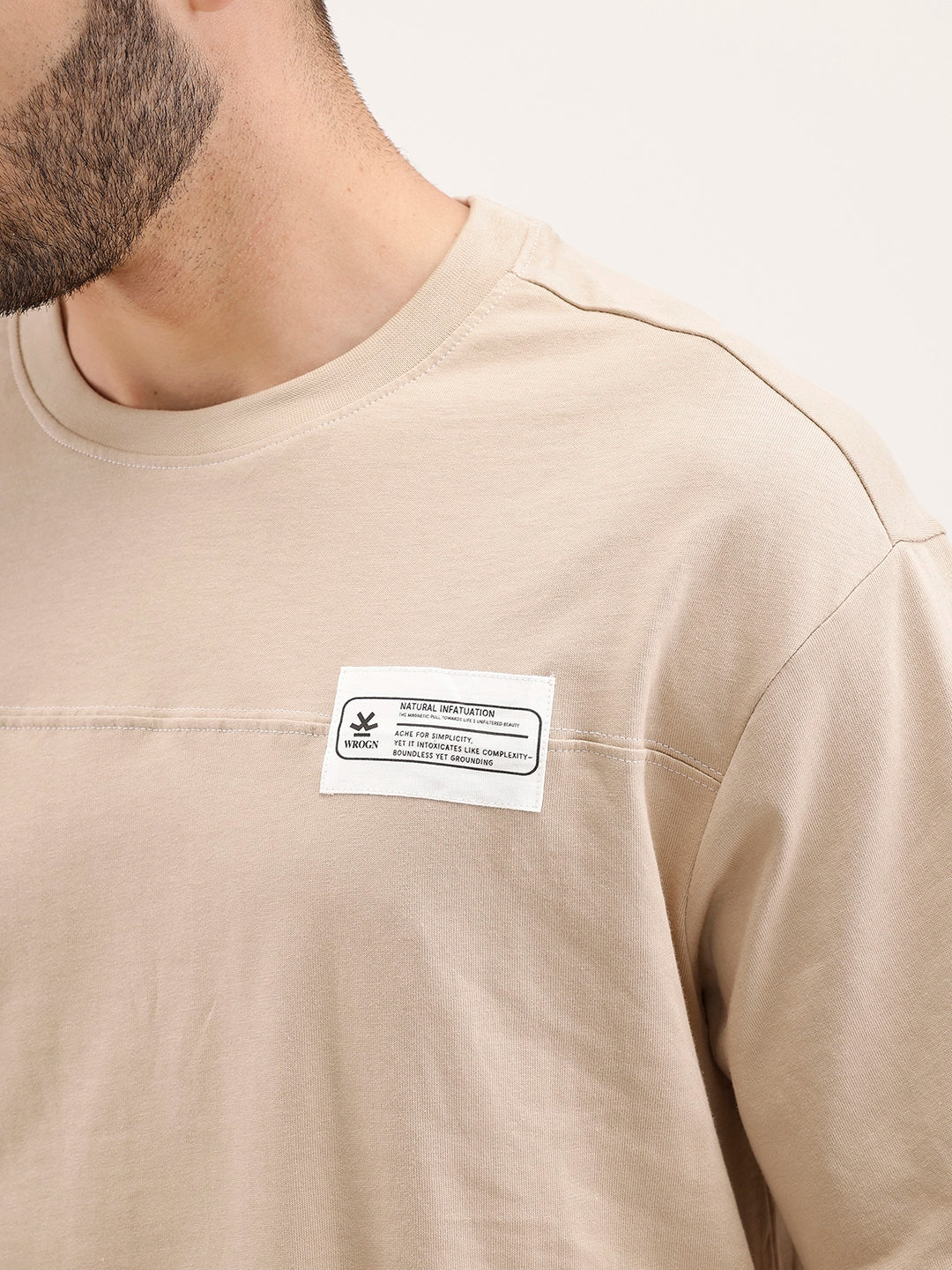Solid Oversized Cut & Sew T-Shirt | Khaki