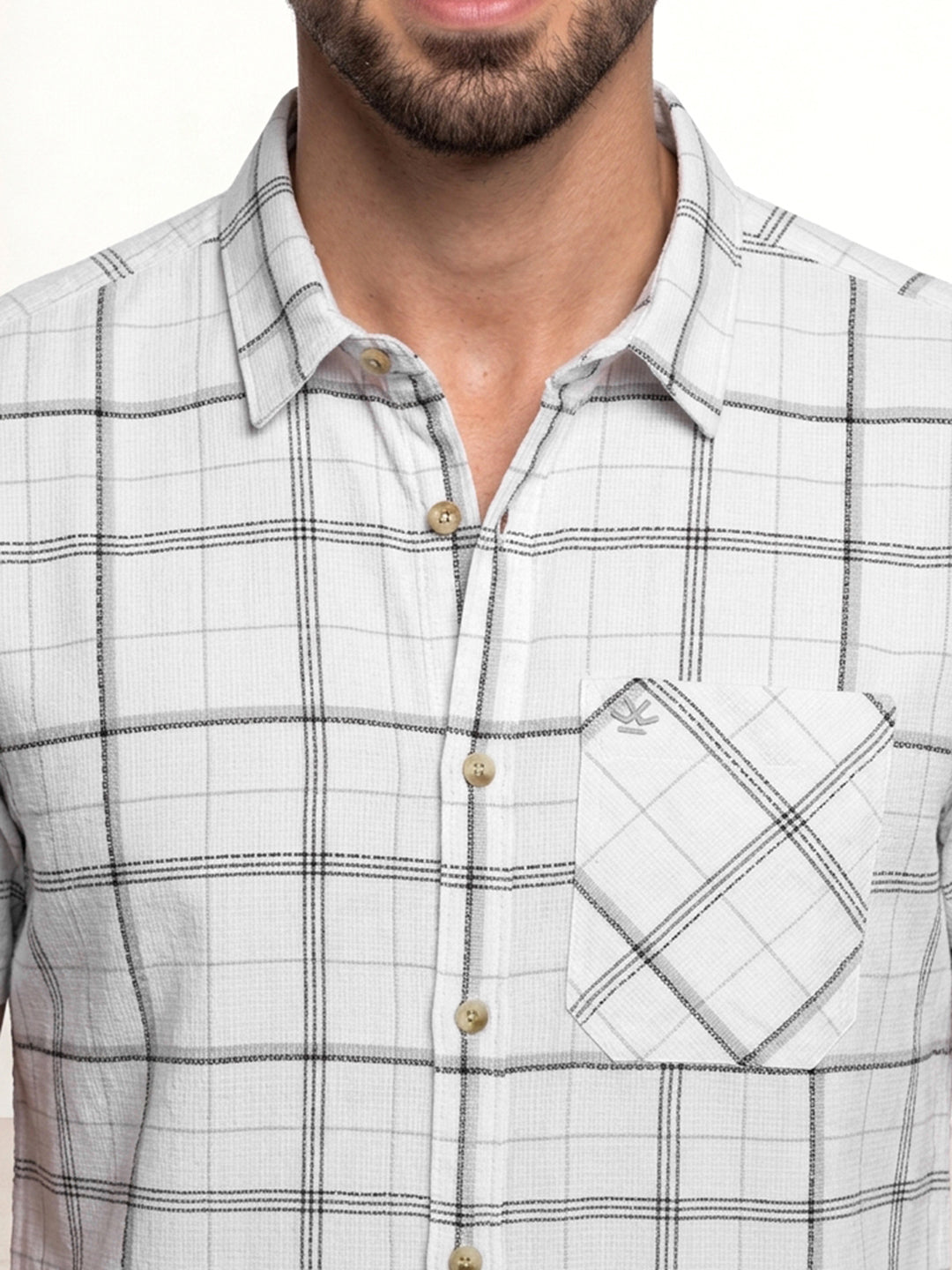 Slim Fit checkered Shirt | White