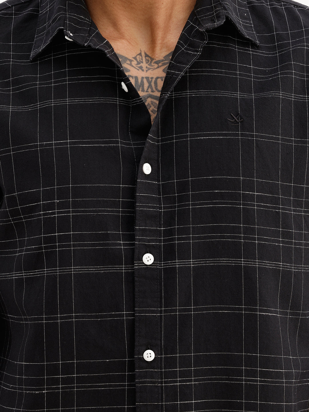 Slim Fit Checkered Shirt | Black