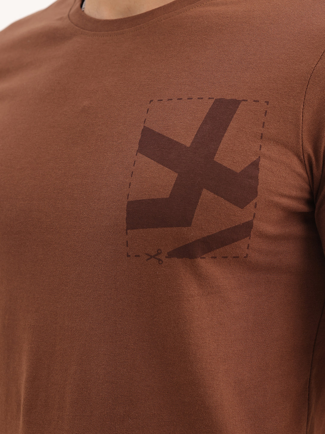Slim Fit Placement Printed T-Shirt | Brown