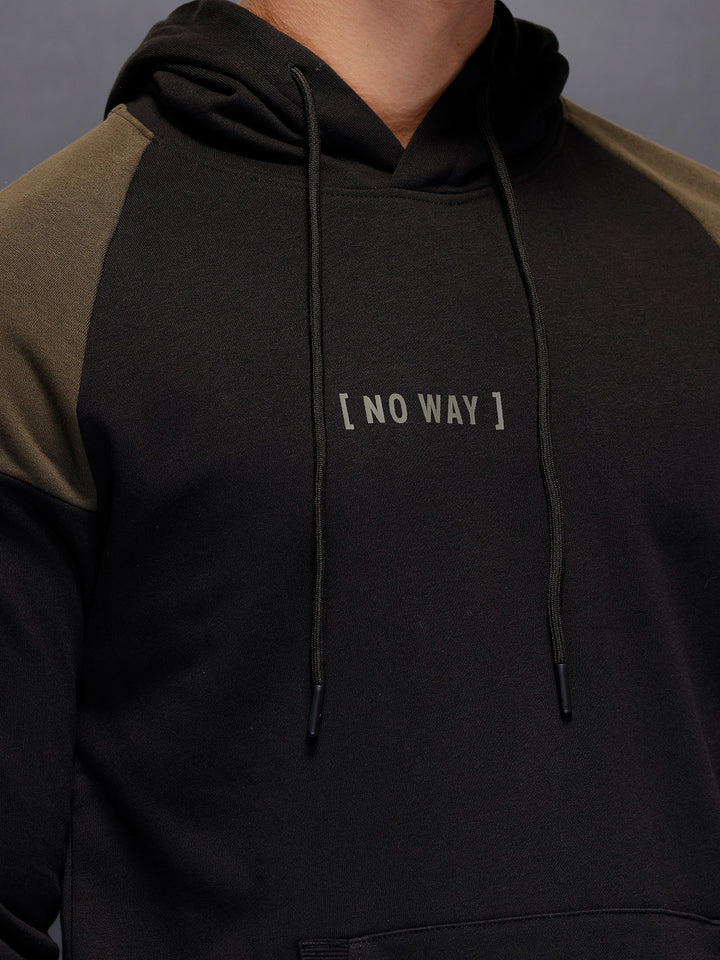Casual Cut & Sew Hoodie  | Black
