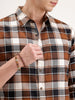 Slim Fit Checkered Shirt | Brown
