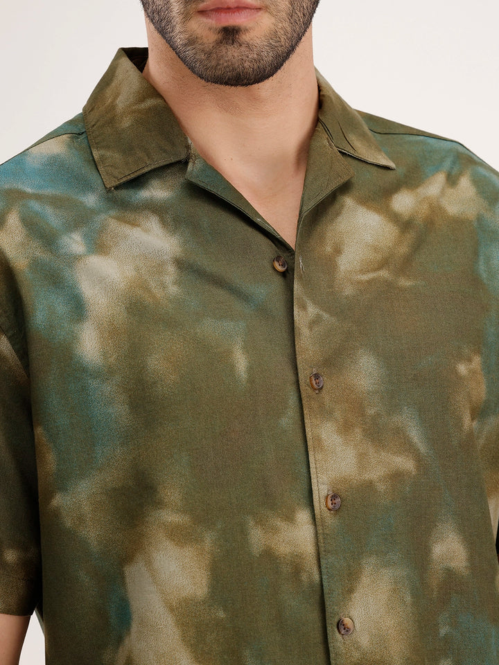 Resort Collar AOP Shirt | Olive