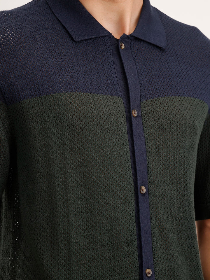 Oversized Flat Knit Shirt  | Olive