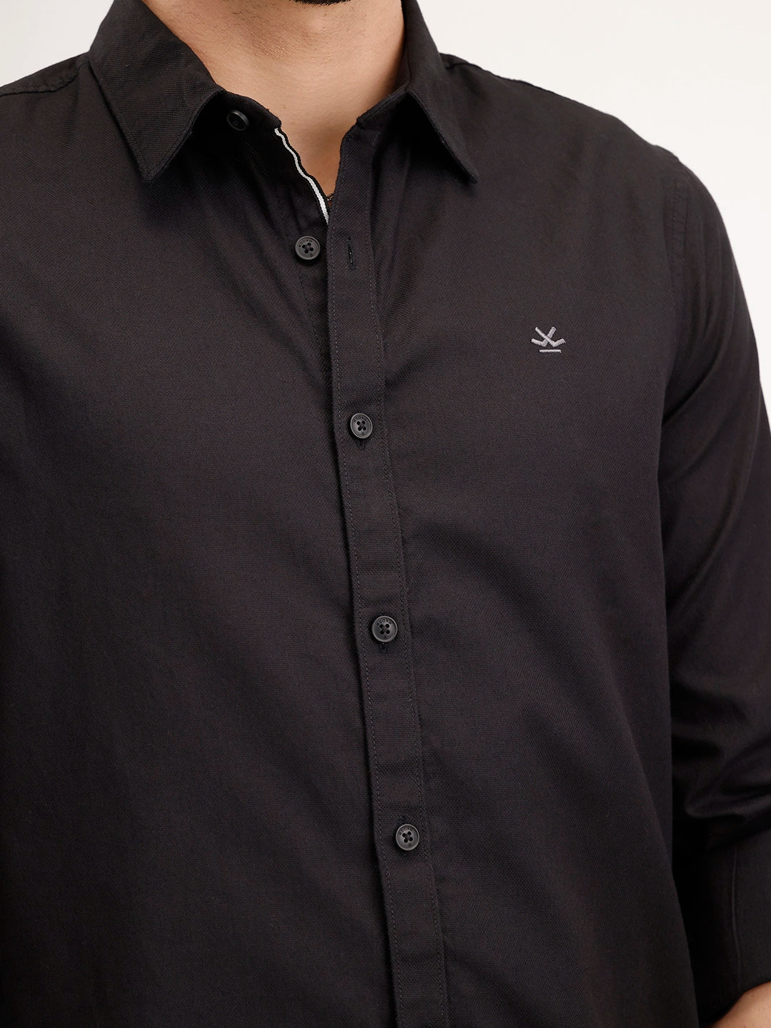 Solid Slim Fit 100% Cotton Shirt | Black