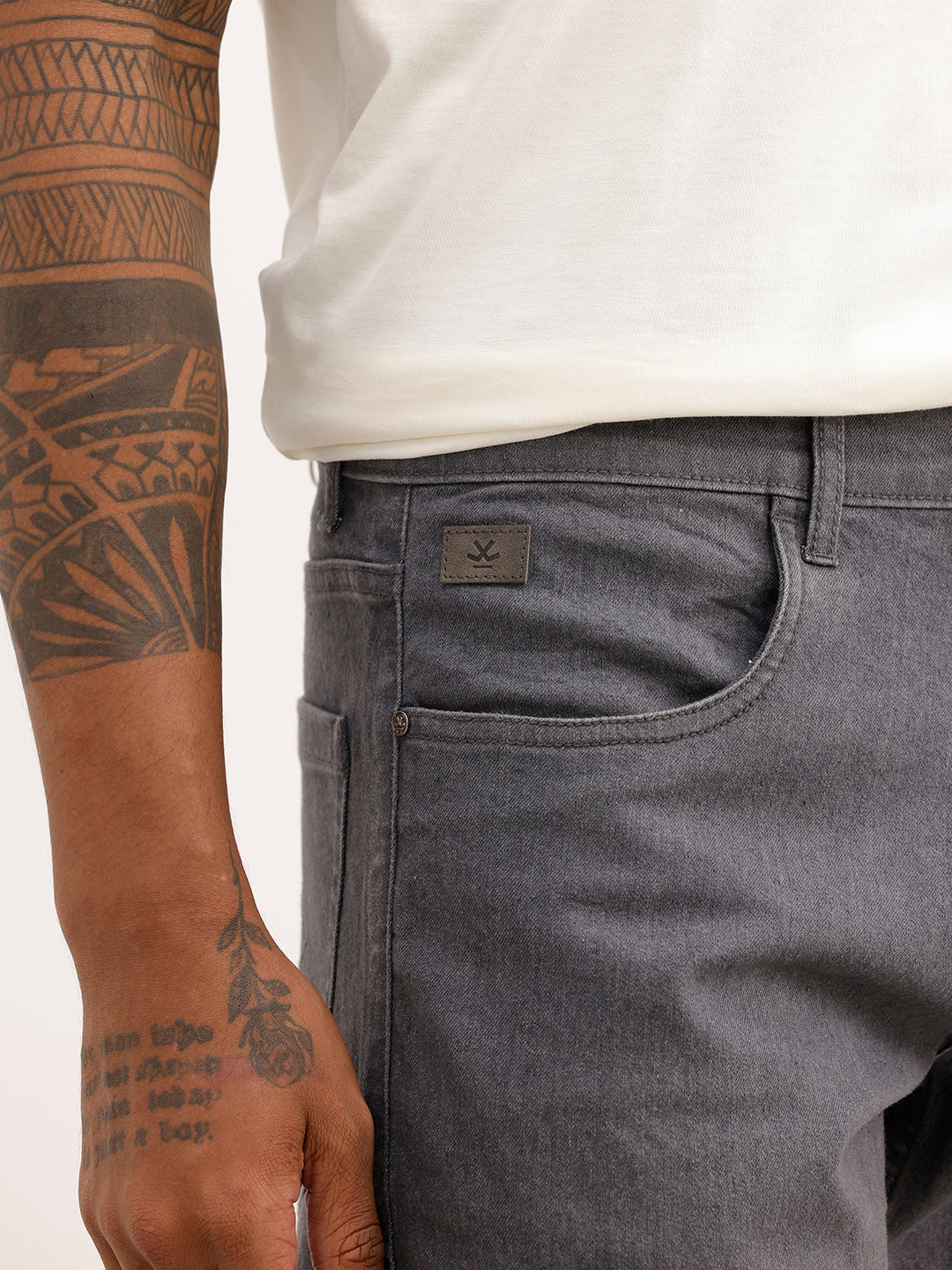 Solid Straight Fit Denim Jeans | Dark Grey