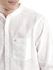 White Slub Mandarin Collar Shirt