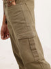 Loose Fit Solid Denim Cargo | Olive