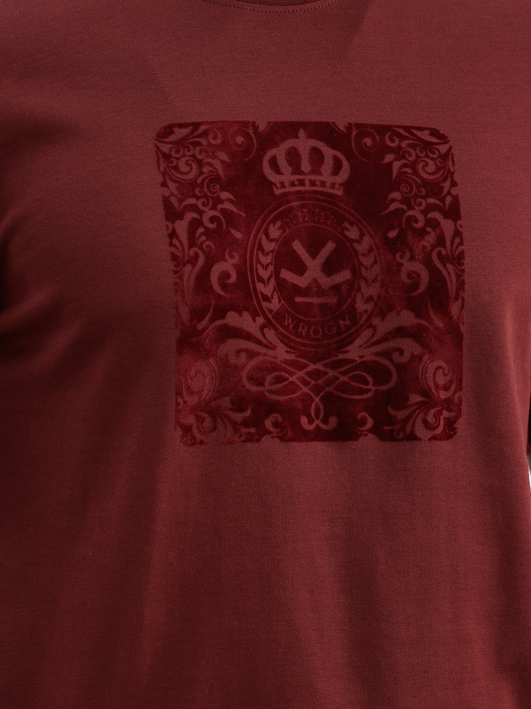 Classic Slim Fit Flock Print T-Shirt | Wine