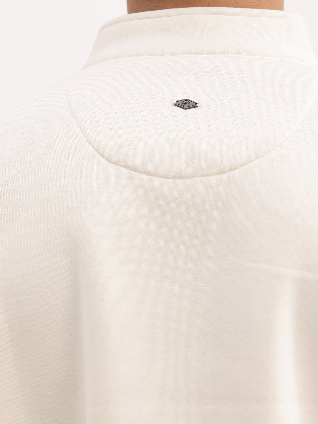 Solid Regular Quater Zipper Sweatshirt | Off White