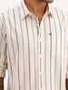 Textured Slim Fit Striped Shirt | Off White