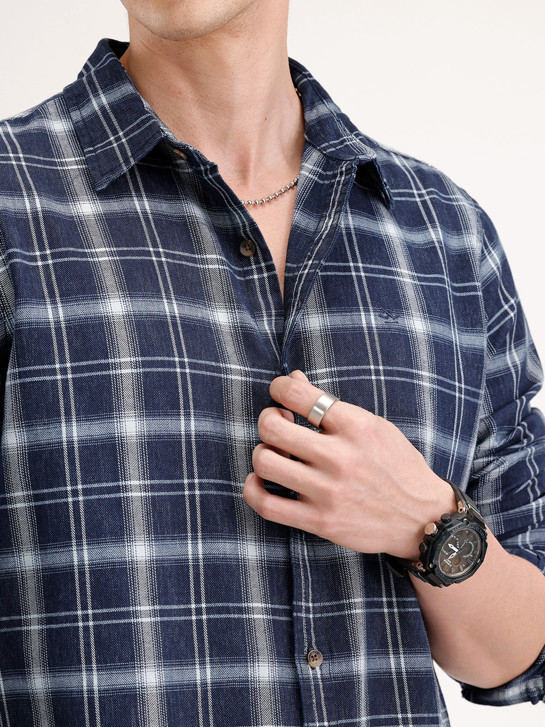 Slim Fit Checkered Shirt | Blue