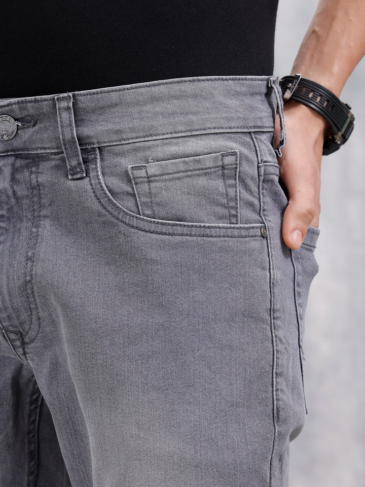 Mid Wash Casual Slim Fit Jeans | Grey