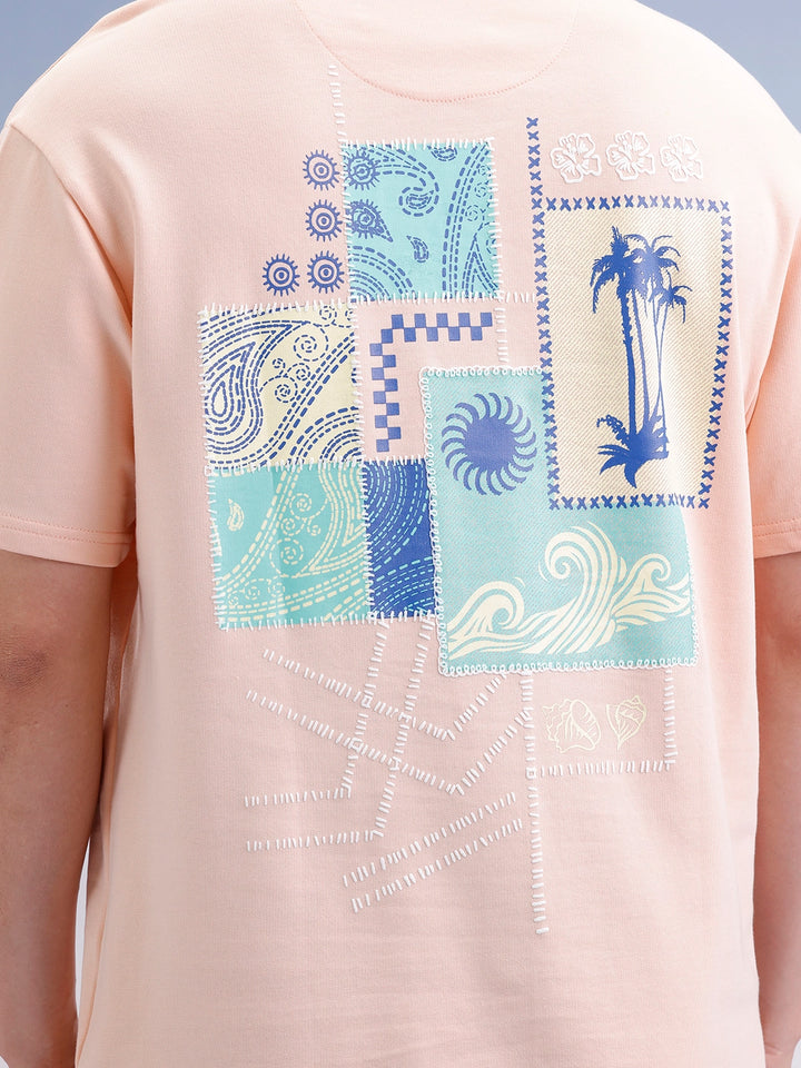 Oversized Back Printed T-Shirt  | Peach