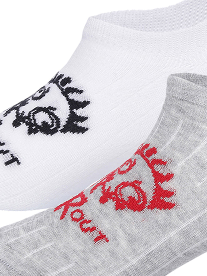 Snug Monster White & Grey No Show Socks Pack of 2